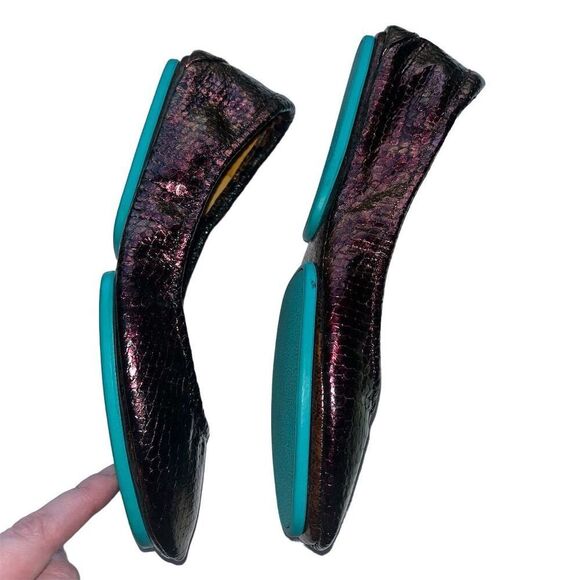 Custom Tieks Metallic Python Ballet Flats Maroon Pink Color Shift Size 7 - Picture 4 of 11
